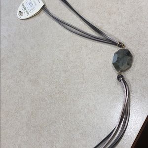 Love Ashley leather look necklace with stone and bling.